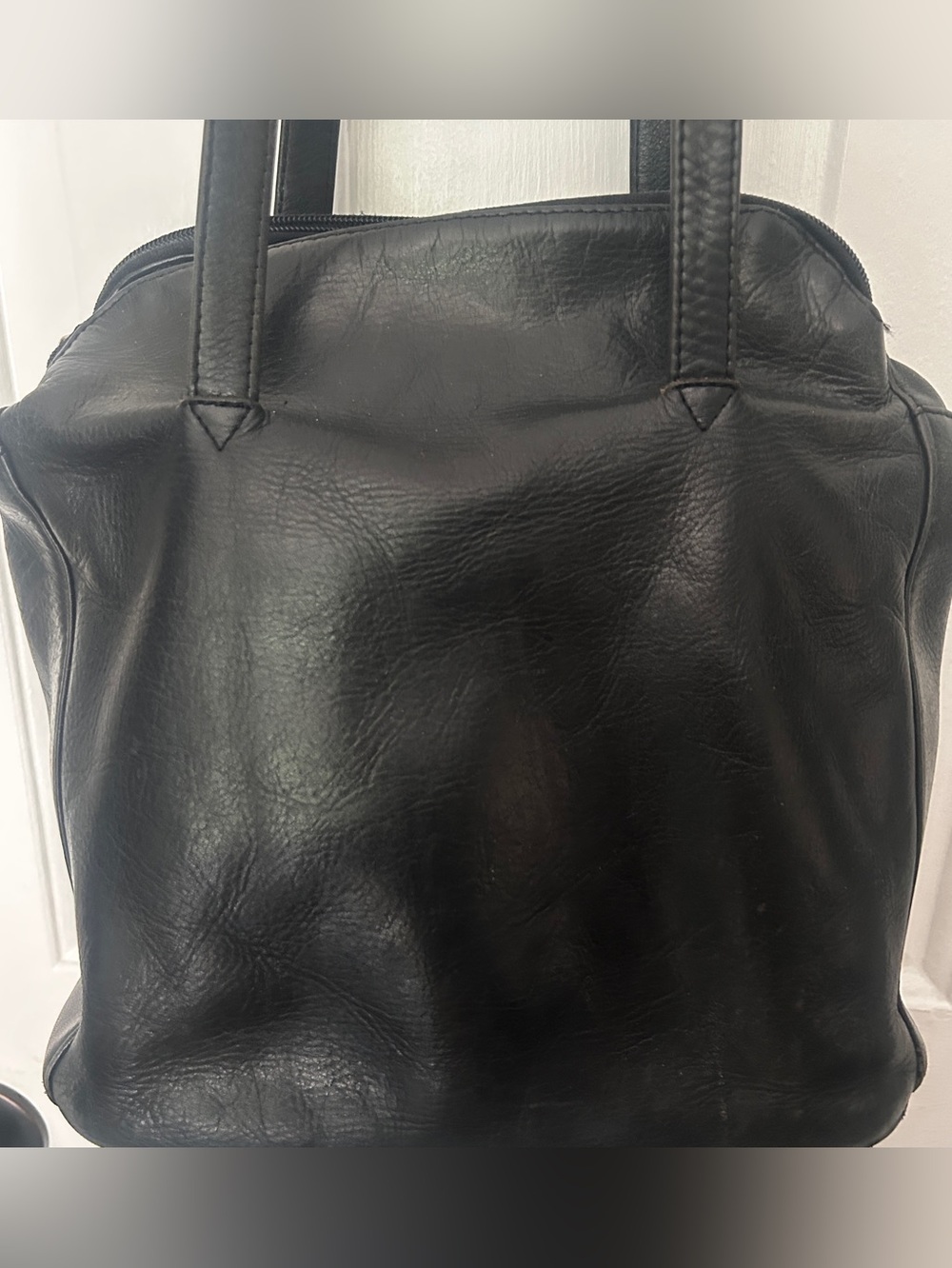 Vintage Wilson Black Leather Tote  Zip-Top Handbag